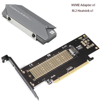 M.2 NVME 22110 SSD К Адаптерной карте PCI Express 4.0 64 Гбит/с M-Key PCIe X4 для Настольных ПК PCI-E GEN4 Full Speed с Алюминиевым Радиатором