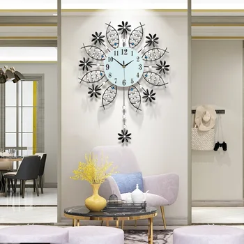 Декоративная стена в гостиной с железным искусством, Бесшумные Широкие Часы, Цветок Одуванчика, циферблат высокой плотности с подвеской
