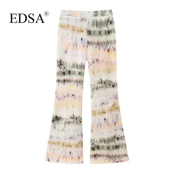 EDSA Женские модные расклешенные брюки с принтом 
