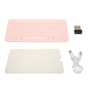 Беспроводная клавиатура розового цвета с подключением 2.4 G или BT, тонкая, легкая, автоматическая, бесшумная Офисная клавиатура для ввода текста для ноутбука, планшета, телефона