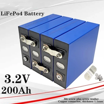 4ШТ аккумулятор Lifepo4 3.2V 200Ah, литий-железо-фосфатный аккумулятор 12v 24V, аккумулятор для солнечных караванов, беспошлинный в ЕС и США