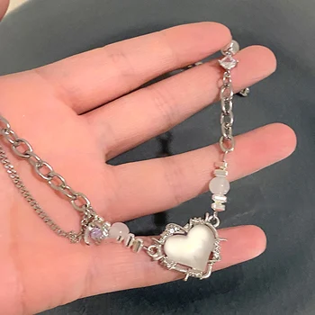 Модное ожерелье с подвеской в виде милого сердечка, Жемчужная цепочка, сверкающее женское эстетическое ювелирное ожерелье, подарки для свадебной вечеринки, ювелирные изделия