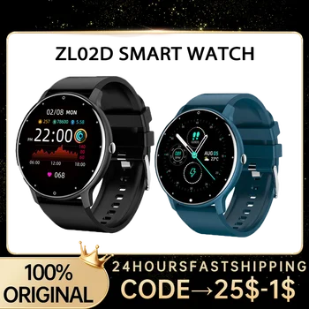 Смарт-часы ZL02D, частота сердечных сокращений, кровяное давление, водонепроницаемые спортивные мужские часы с полным сенсорным экраном для IOS Android, телефон Bluetooth