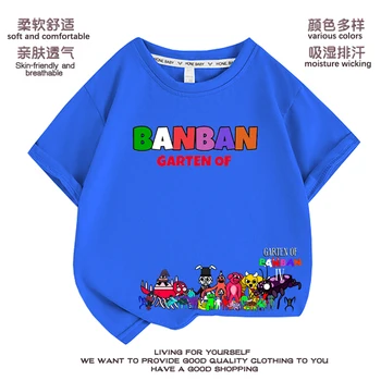 Игровая детская футболка Garten of Banban, футболка с принтом Banban Garden, забавная футболка с круглым вырезом, детская летняя одежда, футболки-топы