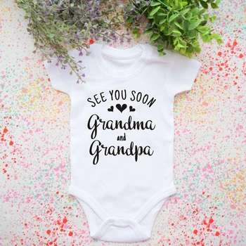 Скоро увидимся, Бабушка, Дедушка, Одежда для мальчиков и девочек, Хлопковое Боди для новорожденных, Комбинезоны для беременных