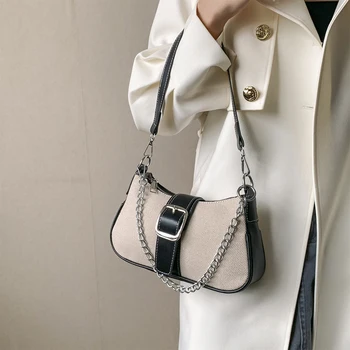 Женская сумка Y2K, сумка-хобо из искусственной кожи, большая вместительная сумка на молнии подмышками, цветной съемный ремешок, осенне-зимний женский кошелек