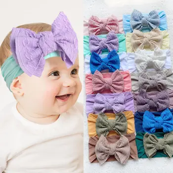 Новая детская мягкая повязка для волос, повязка на голову, лента с эластичным цветком для детей, головные уборы для новорожденных, аксессуары для маленьких девочек