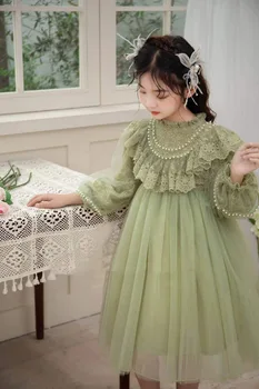 Осеннее платье с длинными рукавами для девочек 10 лет, детское тюлевое платье принцессы-цветочницы, Многоуровневое праздничное платье, костюм