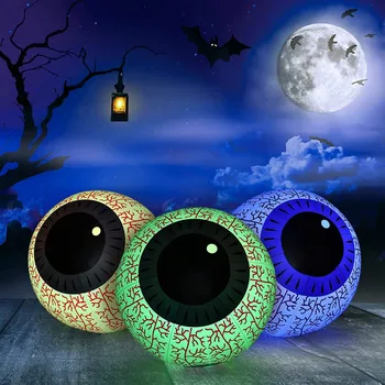 Хэллоуин Большой светодиодный надувной шар с дистанционным управлением, светящийся Призрачный шар в виде глазного яблока в виде тыквы, Украшение для вечеринки в доме с привидениями