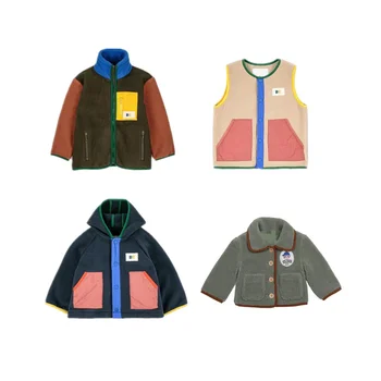 2023 Осень-зима Бренд BC, детская куртка для девочек и мальчиков, бархатная теплая верхняя одежда, дизайнерские детские зимние флисовые пальто, повседневная одежда