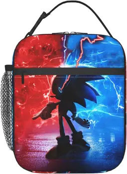 Сумка для ланча с мультяшным принтом Sonic, портативная и многоразовая сумка для ланча для использования в детских школах