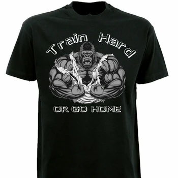 Футболка JHPKJBodybuilder Train Hard OR GO HOME, Мужские Повседневные футболки из 100% хлопка, Свободный Топ, Размер S-3XL