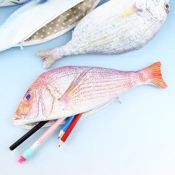 1 шт. Креативный пенал в форме рыбы, тканевые карандаши Kawaii, сумки для школьных принадлежностей, Канцелярские принадлежности, коробка для горячих ручек