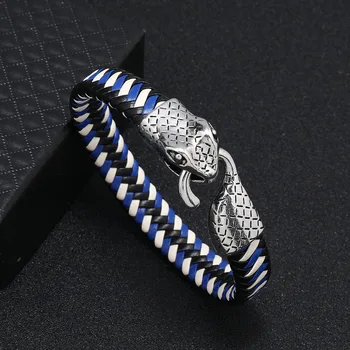Винтажный Новый мужской браслет в стиле панк на руку, Персонализированный браслет в стиле Змеиная голова в стиле хип-хоп, Ювелирные изделия, подарки Оптом