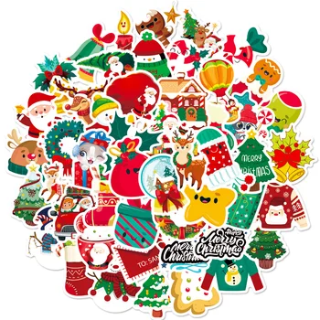 50ШТ Рождественских декоративных наклеек в форме Веселого Санта-Клауса для поделок, украшения дневника, альбома, канцелярских игрушек