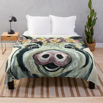 Одеяло с рисунком милой свиньи, одеяло для дивана, пушистое одеяло, декоративное одеяло для дивана
