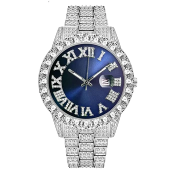 Часы мужские Люксовый бренд, мужские часы с бриллиантами, кварцевые мужские часы AAA CZ, водонепроницаемые мужские часы в стиле хип-хоп, подарок для мужчин