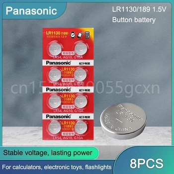 8ШТ Panasonic AG10 LR54 Cell Coin 1.55V SR54 389 189 LR1130 SR1130 Щелочные Кнопочные Батарейки для Часов Игрушки Пульт Дистанционного Управления