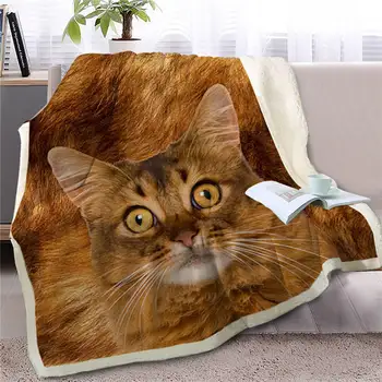 Забавное оранжевое одеяло для кошек, Флисовое одеяло с принтом кошки, Лоскутное одеяло, детская кровать, Покрывало, Рождественские Подарки