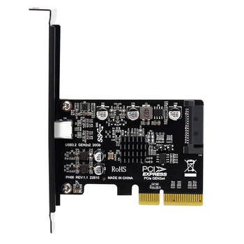 Настольный PCIe X4-Type C USB3.2 Gen2X2 20 Гбит/с Плата расширения без привода ASM3242 Плата хост-контроллера