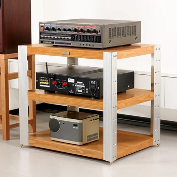 Шкаф усилителя динамика B-721, установленная в центре звуковая стойка, звуковой шкаф, стойка усилителя из массива дерева, регулируемая многослойная