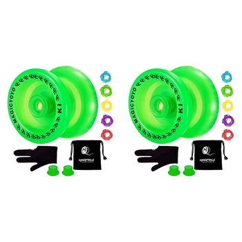2X MAGICYOYO Отзывчивый Yoyo K1-Plus с мешком йо-йо + 10 нитей и перчаткой Йо-йо Gif, зеленый