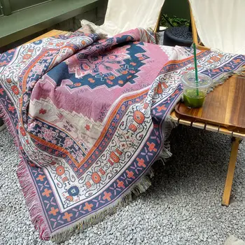 Скандинавское одеяло для пикника на открытом воздухе, чехол для дивана, Походное одеяло, Богемный Домашний декор, Многофункциональное Покрывало, Эстетичный Гобелен.