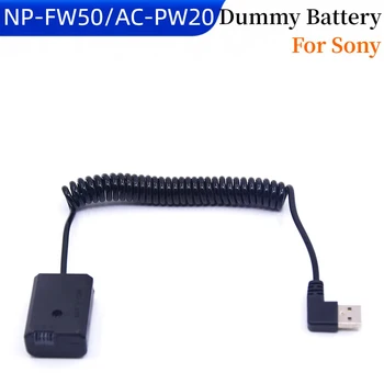 NP FW50 Фиктивный Аккумулятор USB Пружинный Кабель Питания для Sony ZV-E10 A7 A7II A7R NEX5 X3 A3000 A5000 A7000 A6500 A6300 A6000 Соединитель постоянного тока