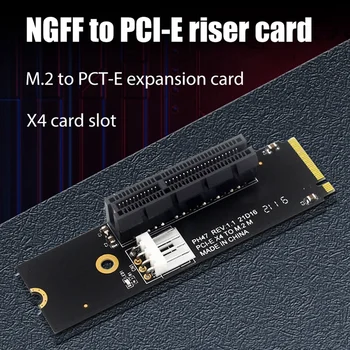 NGFF M.2 К PCI-E 4X Riser Card M2 M Ключ К Адаптеру Pcie X4 Со Светодиодным Индикатором SATA Power Riser Для Майнинга Биткоинов