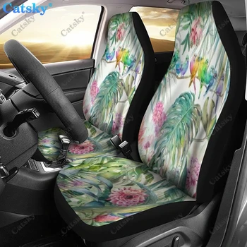 Чехол для украшения передних сидений автомобиля с тропическими цветами, дизайн с принтом, чехлы для автомобильных сидений, комплект из 2 универсальных защитных чехлов для передних сидений