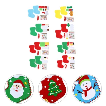 8 Комплектов Рождественских чулок, набор для шитья, Материалы для изготовления носков, Детские игрушки, реквизит для занятий в школе, принадлежности для рукоделия, Сделай САМ