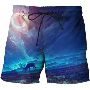 2023 новая цифровая 3D печать забавное животное олень мужские / мальчишеские шорты модные повседневные летние пляжные штаны уличные популярные негабаритные шорты