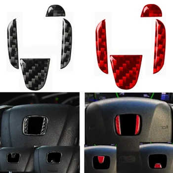 Интерьер автомобиля, логотип рулевого колеса, наклейка из углеродного волокна, Защитное украшение для Honda Civic dio crv fit CR-V Accord Odyssey
