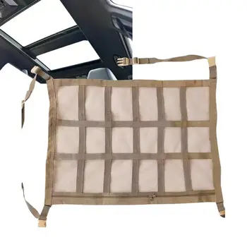 Грузовой сетчатый карман на потолке автомобиля, двухслойная сетчатая сумка для хранения с застежкой-молнией, Модернизированная походная сумка для хранения на крыше внедорожника 90 * 65 см