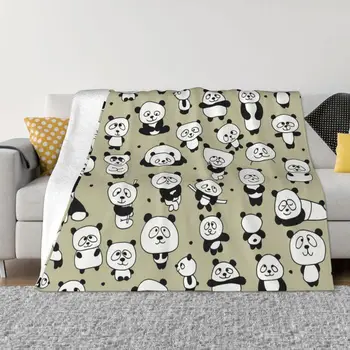 Милое одеяло из аниме с изображением панды, зимнее тепло, гипоаллергенные пледы для прочного домашнего декора.