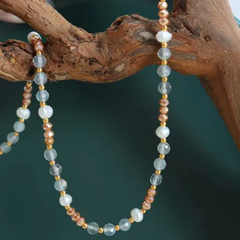 Новое ожерелье из натурального жемчуга неправильной формы в стиле барокко, Ошейник, Колье из разноцветных хрустальных бусин, роскошные украшения из нержавеющей стали для женщин и девочек