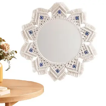 Зеркала в стиле бохо Для декора стен Настенное зеркало с бахромой Макраме, тканые чешские зеркальные украшения для гостиной квартиры