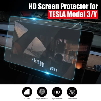Защитная пленка из закаленного стекла для Tesla Model 3 Y 2017-2021, Антибликовые матовые пленки высокой четкости, защита центра управления, автомобильные наклейки