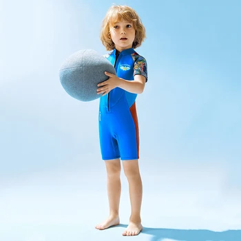 Детская неопреновая одежда для дайвинга, теплый купальник для подводного плавания, серфинга, Эластичное снаряжение для водных видов спорта с защитой от царапин с коротким рукавом