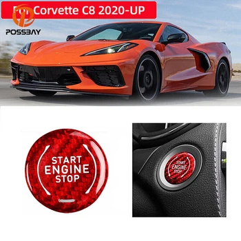Кнопка Запуска Двигателя Автомобиля С Отделкой Из Углеродного Волокна Красного Цвета Для Chevrolet Corvette C8 2020 2021 2022 2023 Аксессуары Для Интерьера Авто