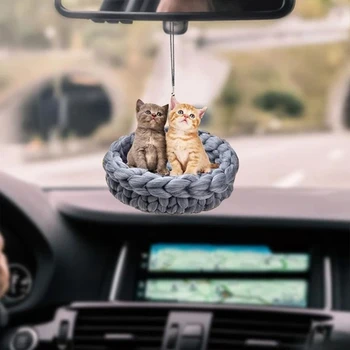 Автомобильная подвеска с креативным милым котом, подвески для зеркала заднего вида, украшение интерьера автомобиля, аксессуары для интерьера автомобиля, автотовары Kawai