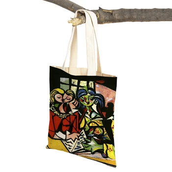Винтажный художник Пабло Пикассо, классическая художественная сумка для покупок через плечо, женские сумки для покупок с двойным принтом, повседневные женские холщовые сумки-тоут