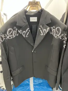 TD9006 Модные мужские пальто и куртки 2023 для подиума из полупрозрачной жаккардовой сетки, новый китайский летний свободный костюм на шнуровке