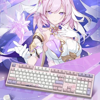 Аниме Honkai Impact 3 Официальная пользовательская симпатичная Розовая механическая клавиатура Elysia USB Проводная клавиатура с подсветкой RGB с дополнительной клавиатурой для ключей