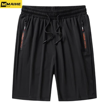 Летние черные сетчатые толстовки, мужская спортивная одежда, дышащие нейлоновые прямые короткие бриджи, большие размеры, свободные повседневные спортивные шорты 8XL 9XL