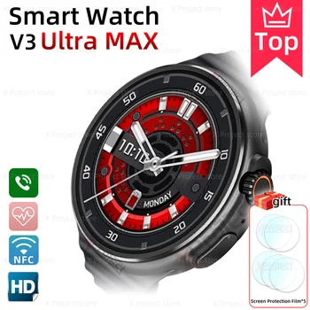 Смарт-часы V3 Ultra Max с круглым экраном и технологией NFC для измерения уровня кислорода в крови, Смарт-часы для мужчин и женщин, Браслет pk HW3 X5 DT3 DT4, Новые HW5 HK5 PRO ULTRA MAX