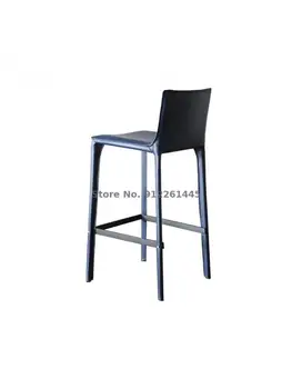 Скандинавское кожаное барное кресло с седлом, современный простой бытовой барный стул с высокой спинкой, креативный стул, легкий роскошный кожаный барный стул