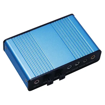 Синяя 6-канальная внешняя звуковая карта объемного звучания 5.1 USB 2.0 Внешний оптический адаптер звуковой карты для портативных ПК
