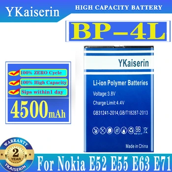 YKaiserin BP-4L Аккумулятор Для Nokia N97 E61i E63 E90 E95 E71 6650F N810 E72 E52 E55 E6-00 E73 E95 6760s Аккумулятор BP4L 4500 мАч BP 4L