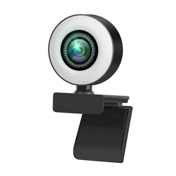 Веб-камера USB 1080P с регулируемым освещением и микрофонами с шумоподавлением Веб-камера для записи видео Подходит для Windows / Android